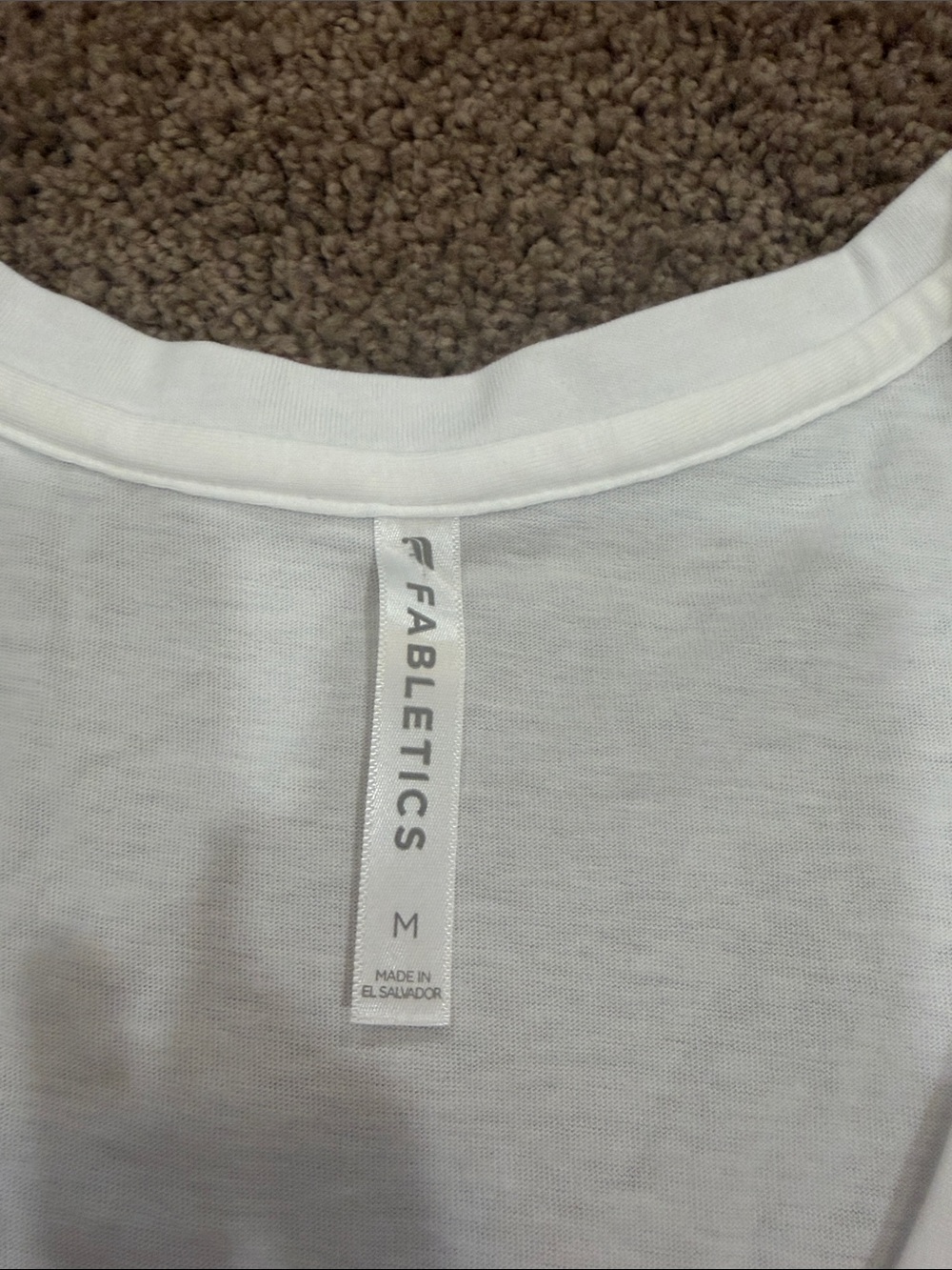 Fabletics White Muscle Tee with Red Text - Picture 2 of 3
